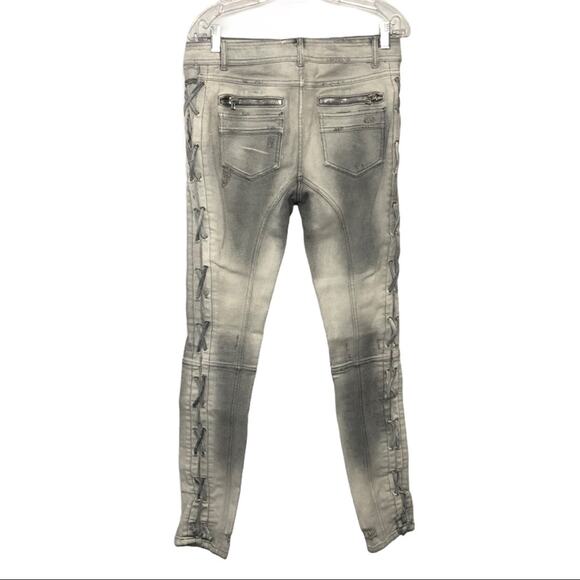 Faith Connexion Zipper Laced White Gray Jeans 28 - Picture 5 of 10